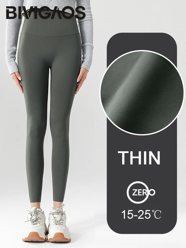 Fleece-Lined High-Waist Leggings - Seamless Winter Fitness Tights