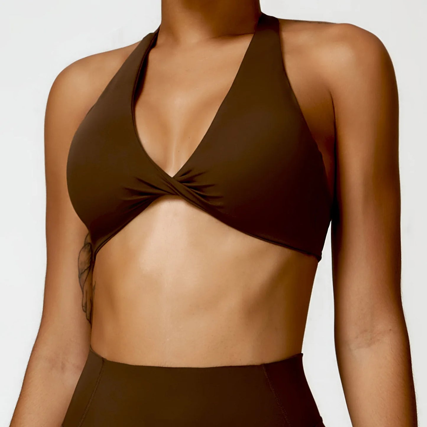 Cross-Back Halter Breathable Sports Bra - Women's Yoga & Gym Support Top