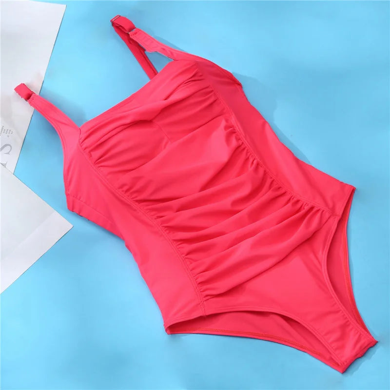 Plus Size Push-Up One-Piece Swimsuit - Confident Beach Style