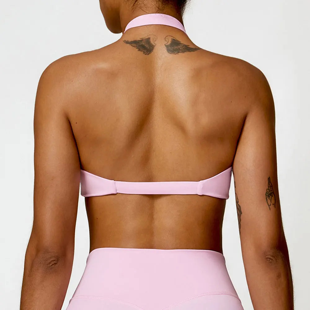 Cross-Back Halter Breathable Sports Bra - Women's Yoga & Gym Support Top