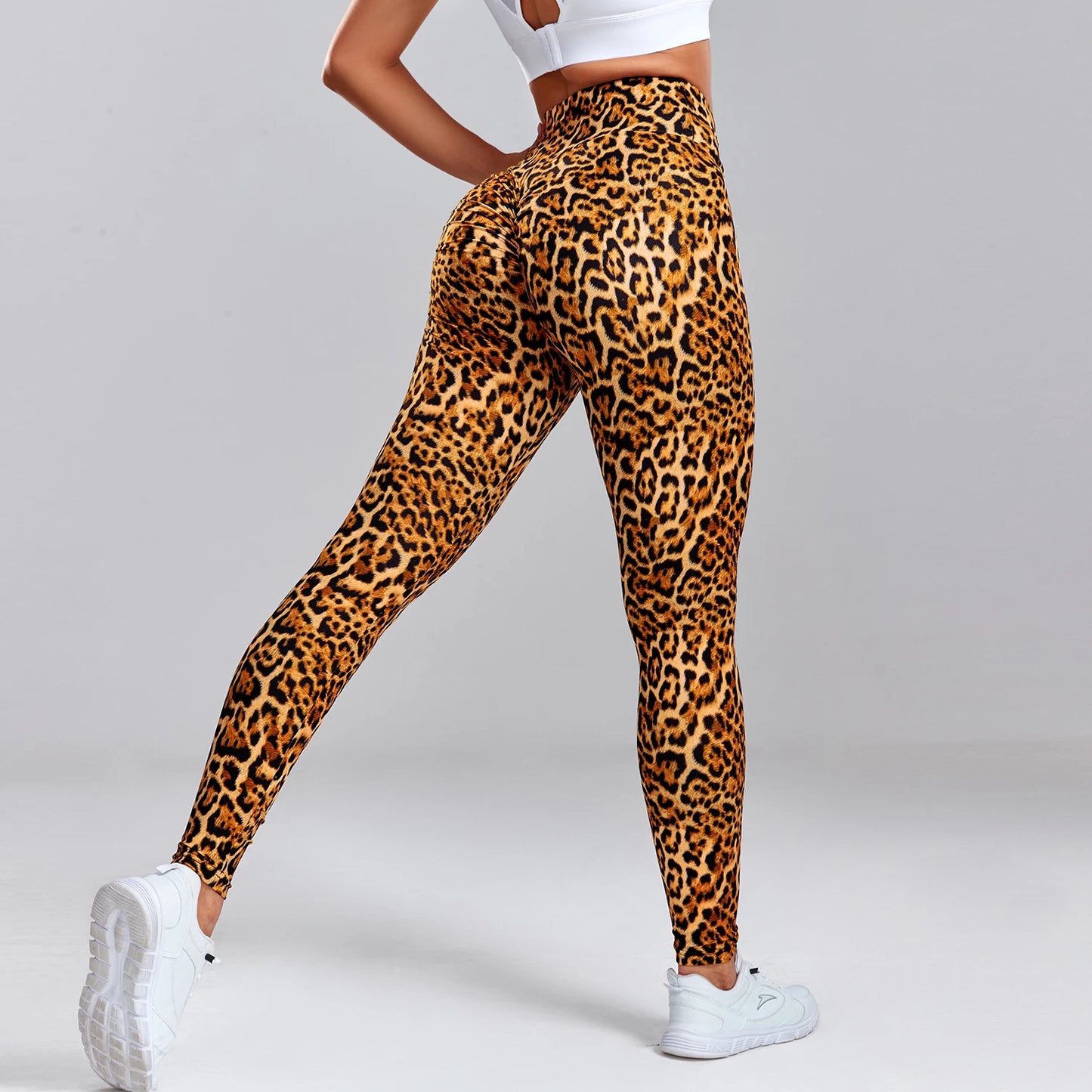 Leopard Scrunch Butt Yoga Leggings - High-Waist Breathable Fit