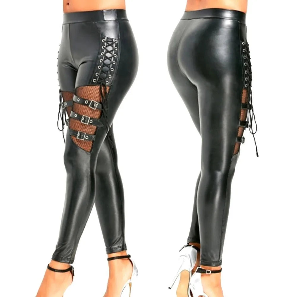 Plus Size Wet-Look Faux Leather Leggings - Women's Sculpting Statement Bottoms