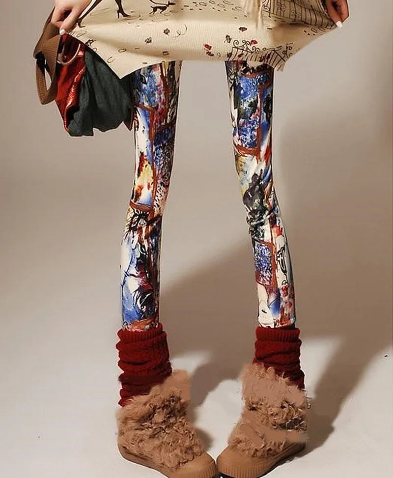 Colorful Leopard Print Leggings - High-Stretch Streetwear One Size