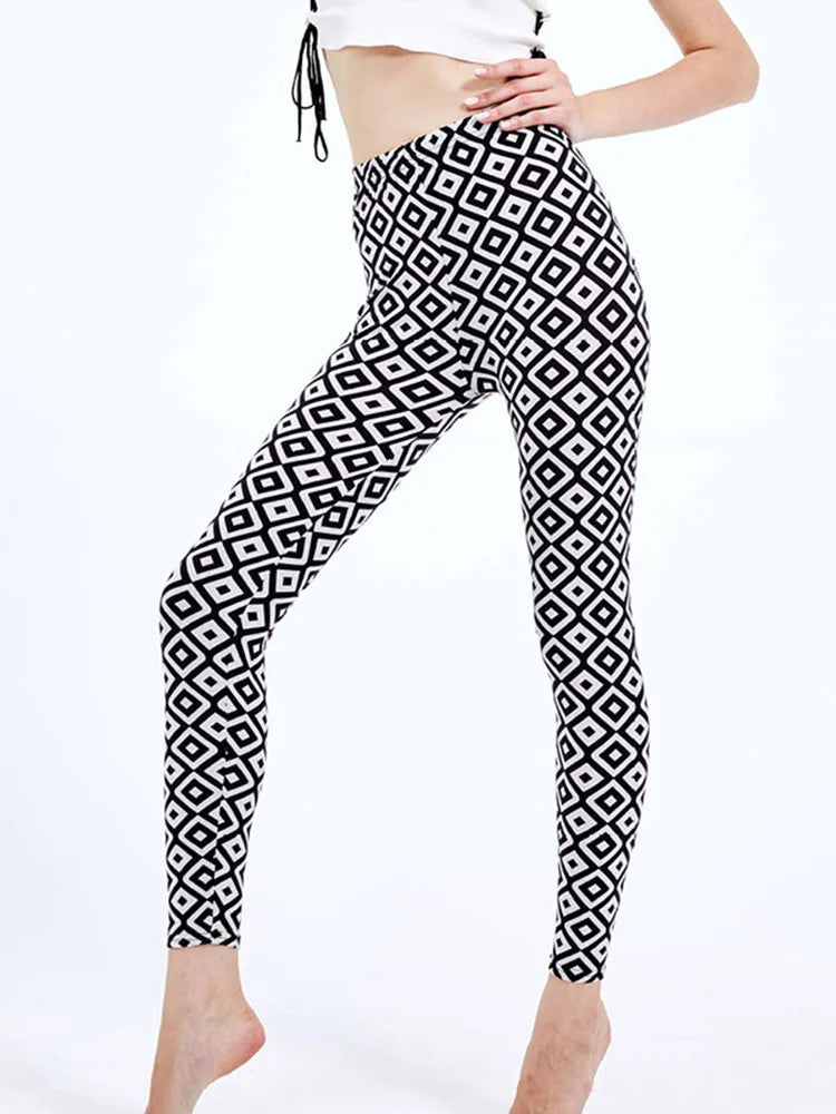 Graffiti Floral Print Ankle Leggings - Elastic Streetwear Fit