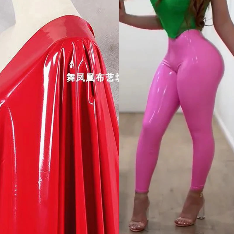 Plus Size High-Waist Seamless Faux Leather Leggings - Women's Sculpting Statement Bottoms